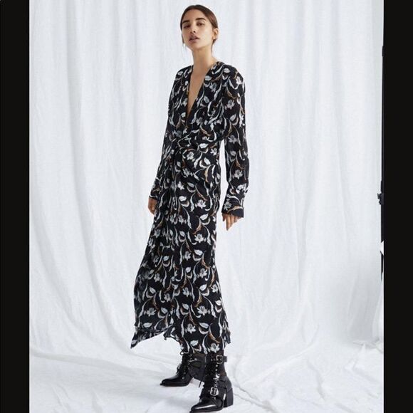 [4] NWT Acler Garber Dress Wedding Guest Floral Print Long Sleeve Maxi Dress - Picture 1 of 16